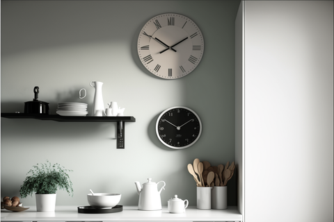 minimalist clocks in the kitchen