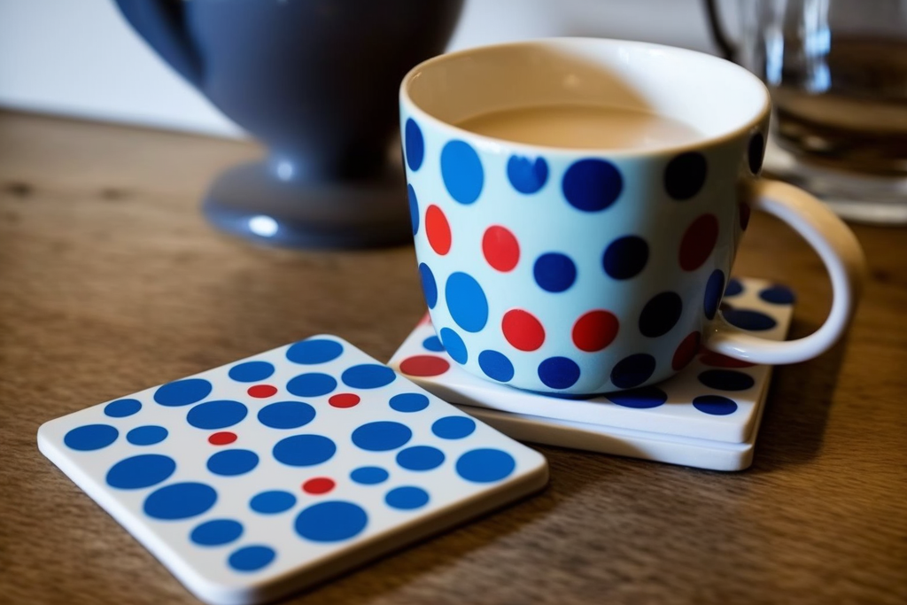 the drink coaster with dots