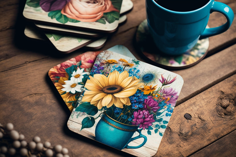 beautiful, colorful, floral coasters