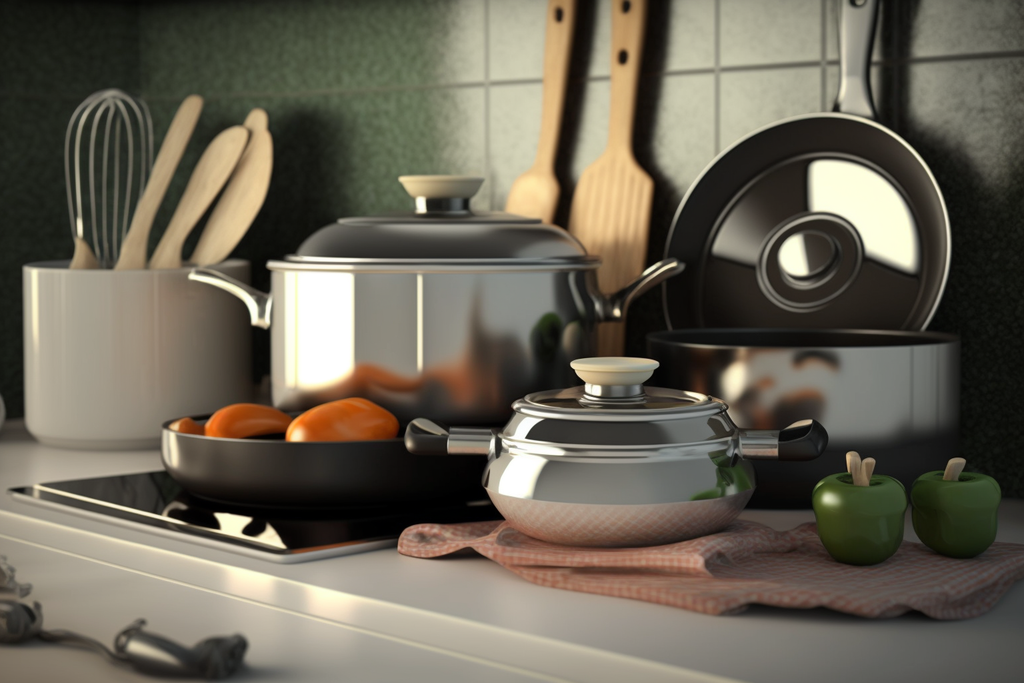 cookware set in kitchen