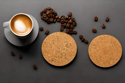 the cork drink coasters with coffee beans