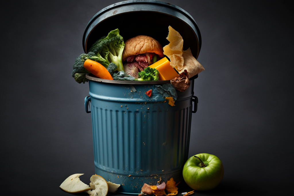 food waste in trash bin