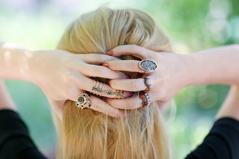 Bohemia Green Stone Finger Ring Set For Women Geometric Moon Owl Knuckle  Rings Girls Fashion Jewelry Gift - AliExpress