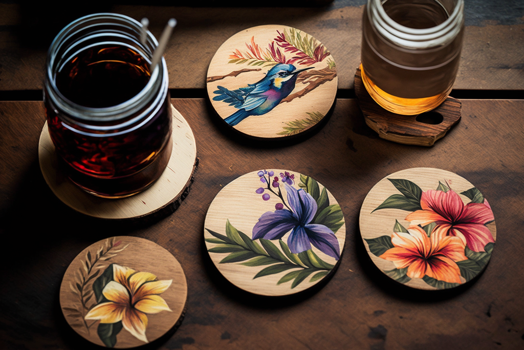the painted wooden coasters