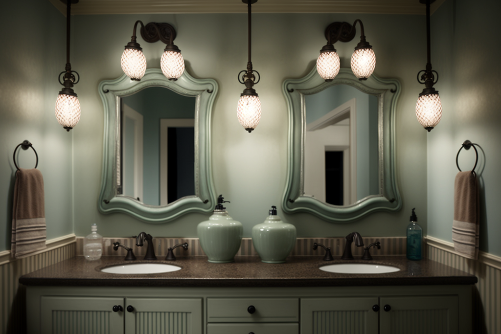 vanity lights in a beautiful bathroom