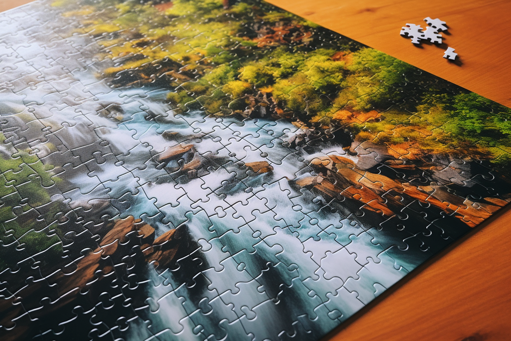 waterfall-printed puzzle