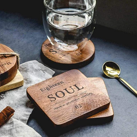 Drinks On Us Wood Coasters For Sale Online