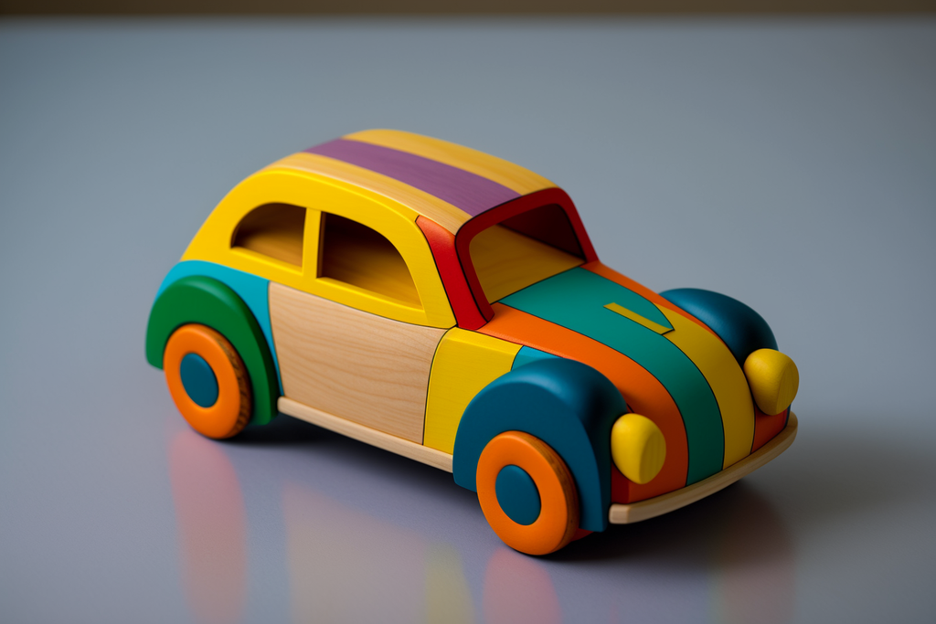 colorful, wooden car