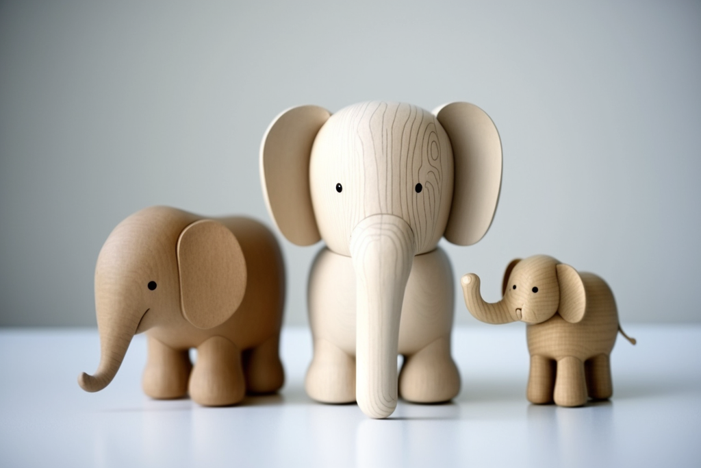 wooden elephants