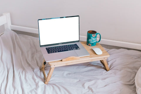 wooden stand for a laptop