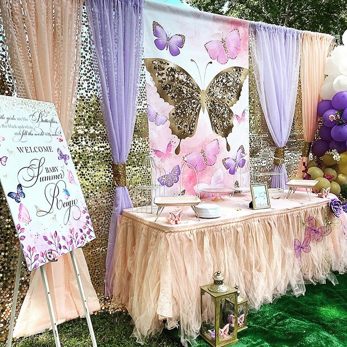 Butterfly Baby Shower Backdrop - Step & Repeat - Designed, Printed & S –  Banners by Roz