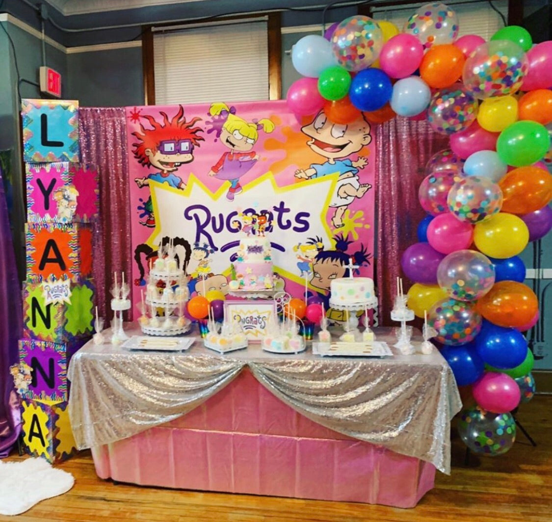 Rugrats Birthday Party Pink Backdrop Personalized - Designed, Printed ...