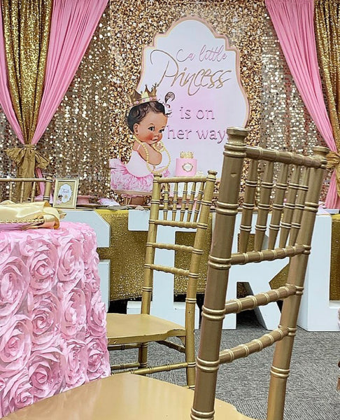 Royal Pink Princess Baby Shower Backdrop Personalized Step & Repeat ...