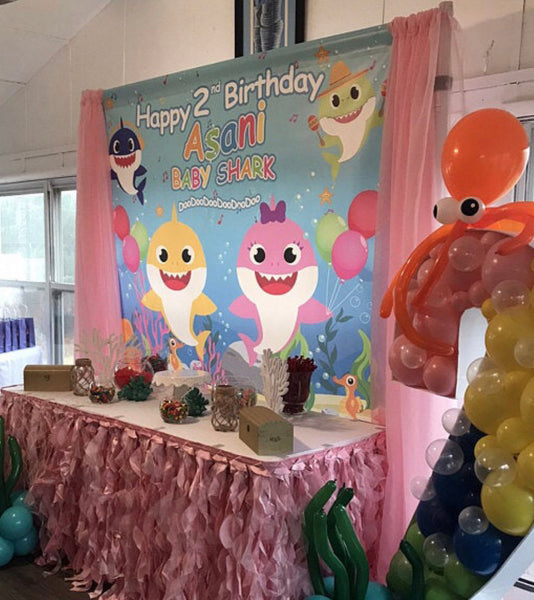 Baby Shark Birthday Party Backdrop Personalized Step & Repeat - Design ...