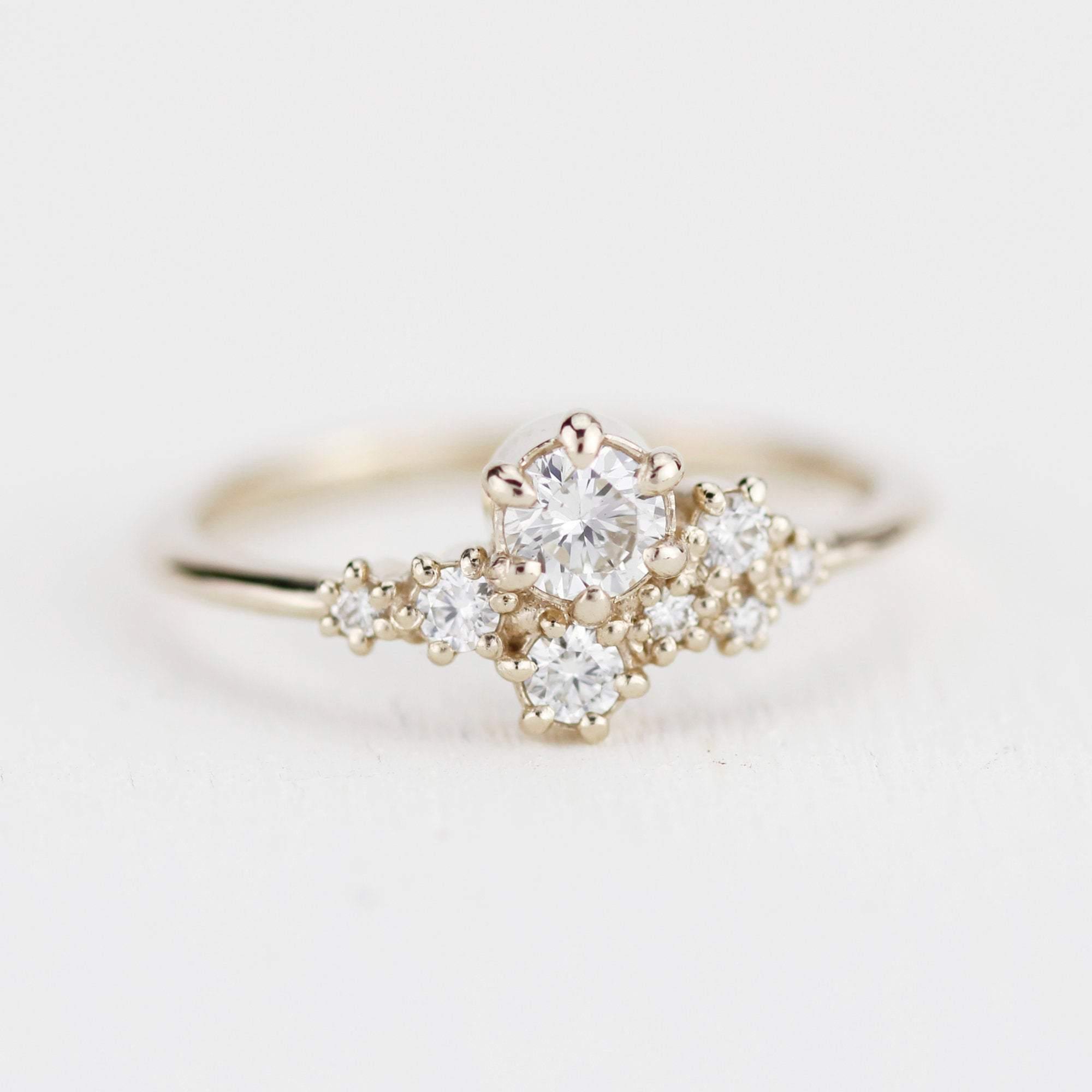 Round Cluster engagement ring | R320W – NOOI JEWELRY