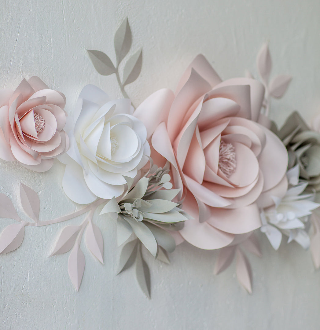 Paper Flower Wall Arrangement - Nursery Wall Decor with Paper Flowers ...