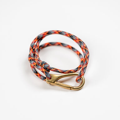 Necklush Paracord Bracelet / Orange & Grey / Brass Hook / Unisex Men's