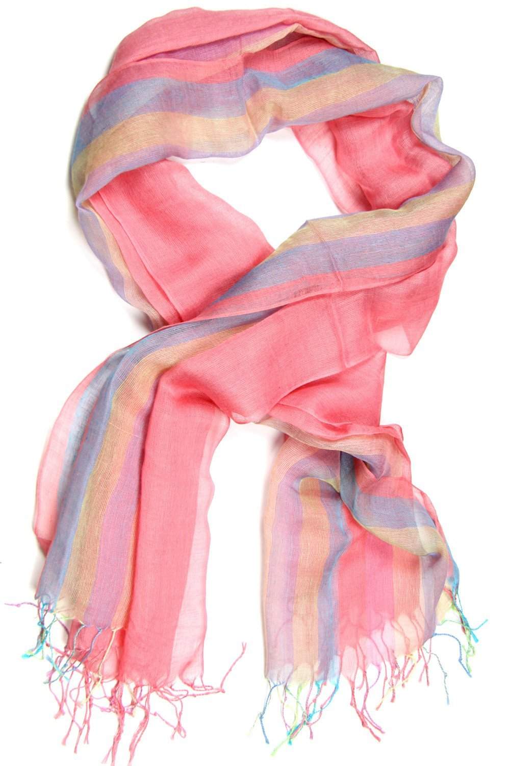 coral linen scarf