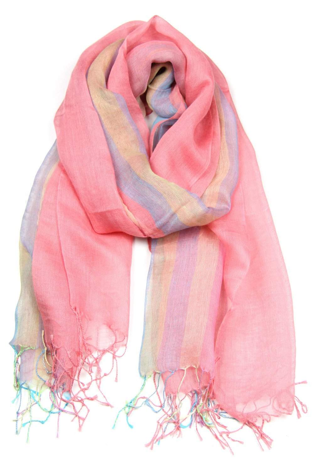 coral linen scarf