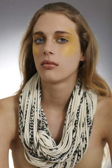 Necklush Chunky Scarf / Striped Cream White / Unisex Men's Women's