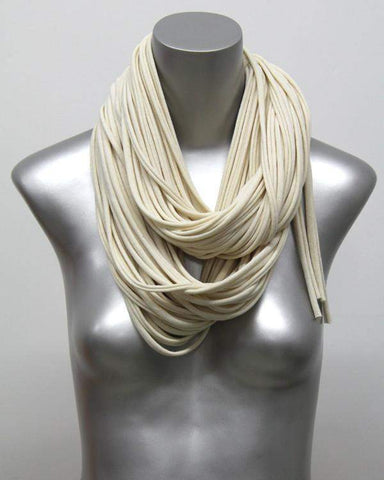 Necklush Chunky Scarf / Striped Cream White / Unisex Men's Women's