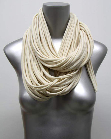 Necklush Chunky Scarf / Striped Cream White / Unisex Men's Women's