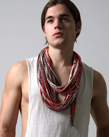 Necklush Chunky Scarf / Striped Cream White / Unisex Men's Women's