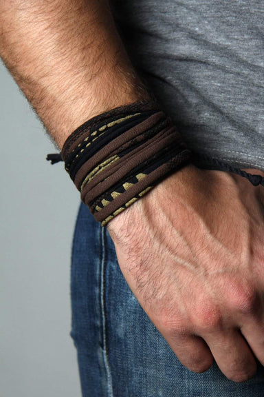 Necklush Wrap Bracelet / Blue & Brown / unisex Men's Women's Standard