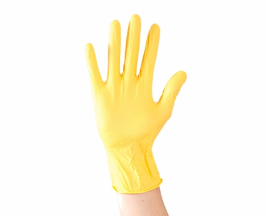 yellow disposable gloves