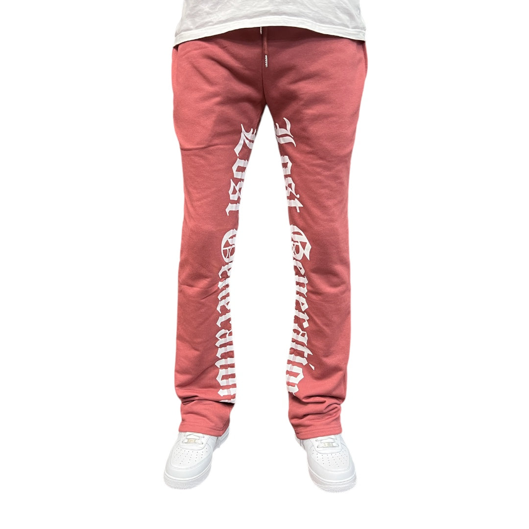 “Lost generation” stacked fit terry pants (mauve) – Today's Man Shop