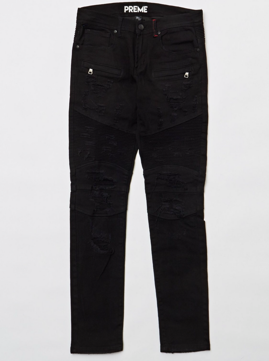 Solid black biker jeans – Today's Man Shop