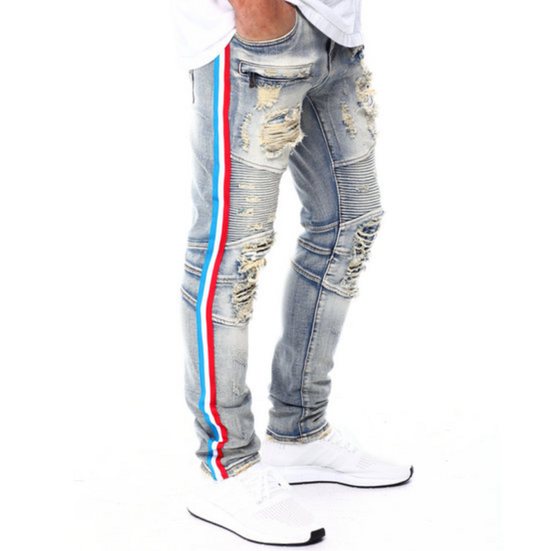 jeans with blue stripe