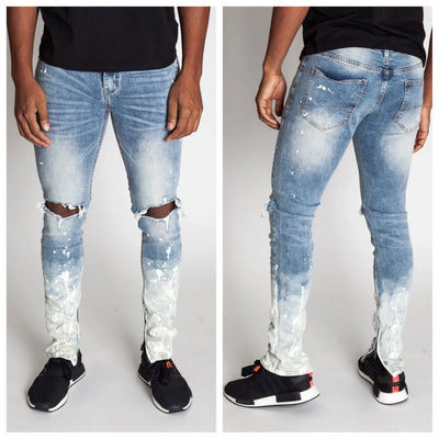 Ripped Jeans with Multi-Paint Splatter (Tinted Light Blue) – Today's Man  Shop