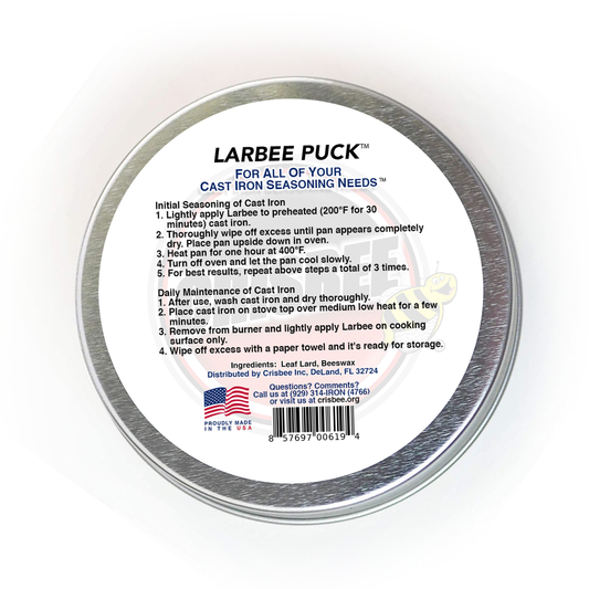 Crisbee Puck® Cast Iron and Carbon Steel Seasoning - Family Made in USA -  The Cast Iron Seasoning Oil & Conditioner Preferred by Experts - Maintain a