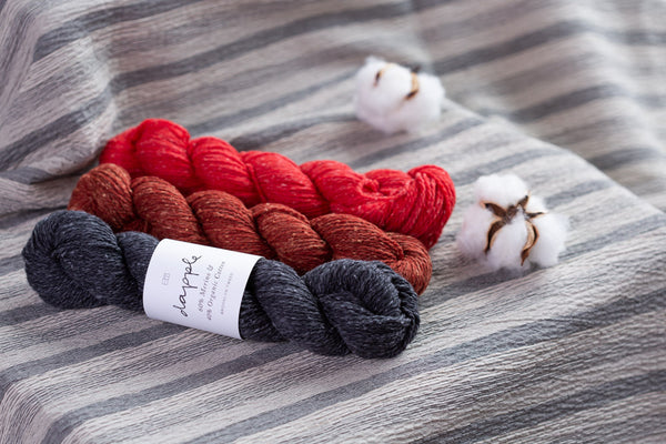 american organic cotton and merino wool blended hand knitting yarn called Dapple from Brooklyn Tweed