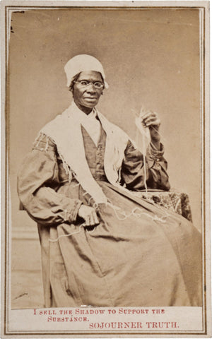 Black abolitionist woman hand knitting in the 1800s