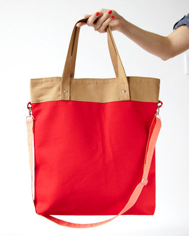 Red/Tan Colorblock Tote | Goodship