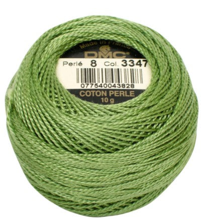 Pearl Cotton Ball Size 8 - 3347 (Medium Yellow Green) - DMC Embroidery Floss