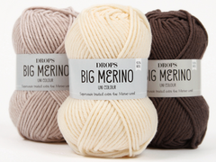 3 balls of Drops Big Merino yarn in yummy neutrals