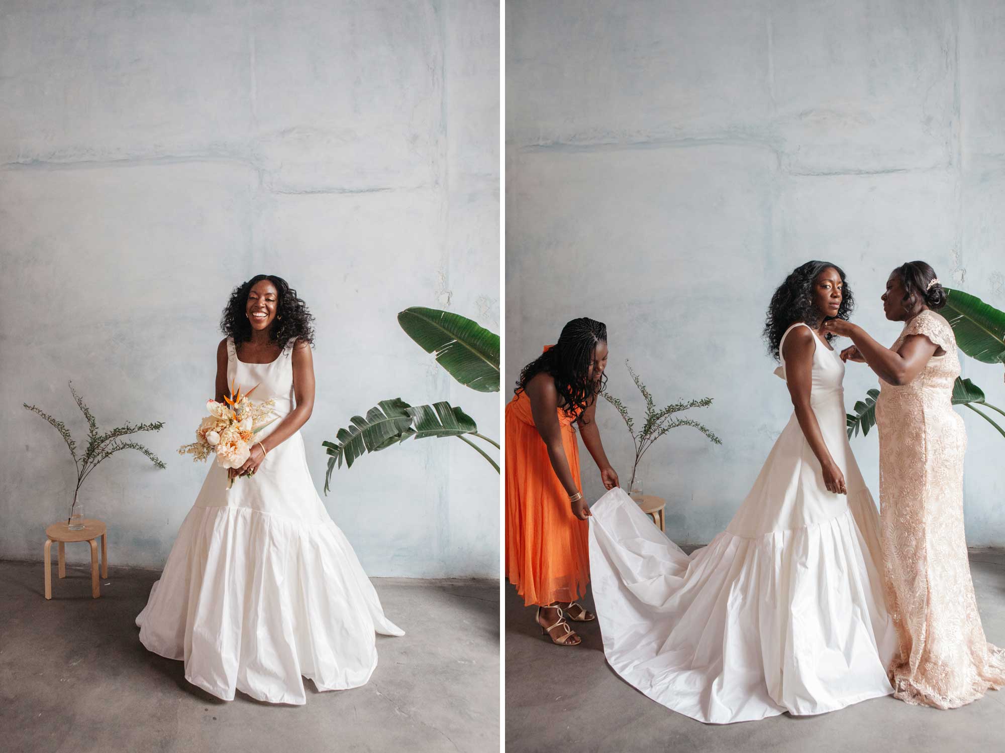 Faille A-line Gown with Gathered Tiers
