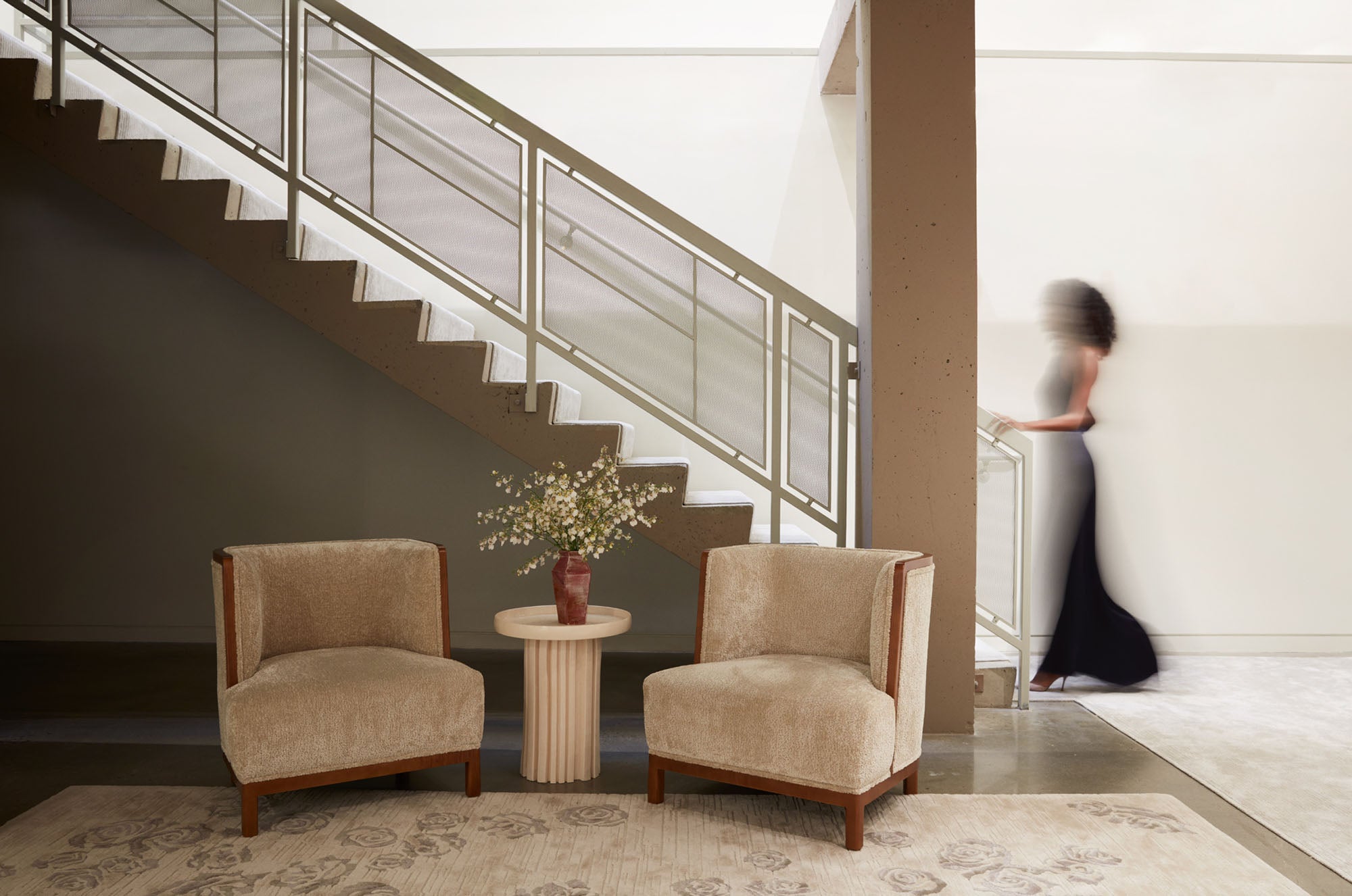 Stairs to lower level at the AMSALE SoHo flagship salon