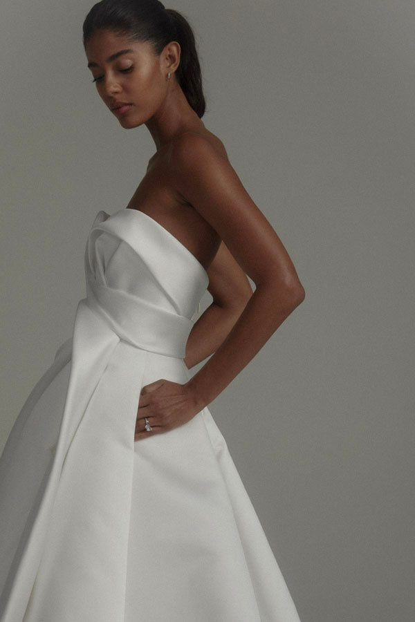 "MARLEY" style number A847 - White satin wedding dress by AMSALE