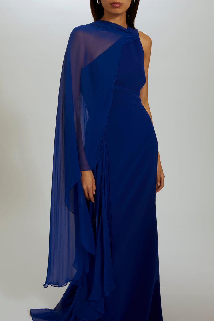 P541 - One-Shoulder gown with Chiffon Drape – Amsale