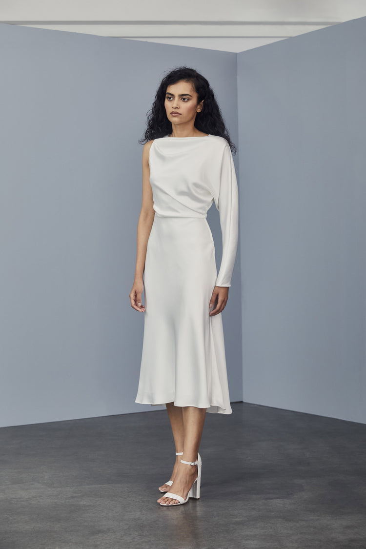 ATON エイトン LAMY STAIN ONE SHOULDER DRESS | ajmalstud.com