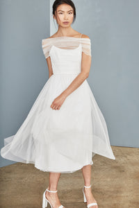 white tulle dress midi