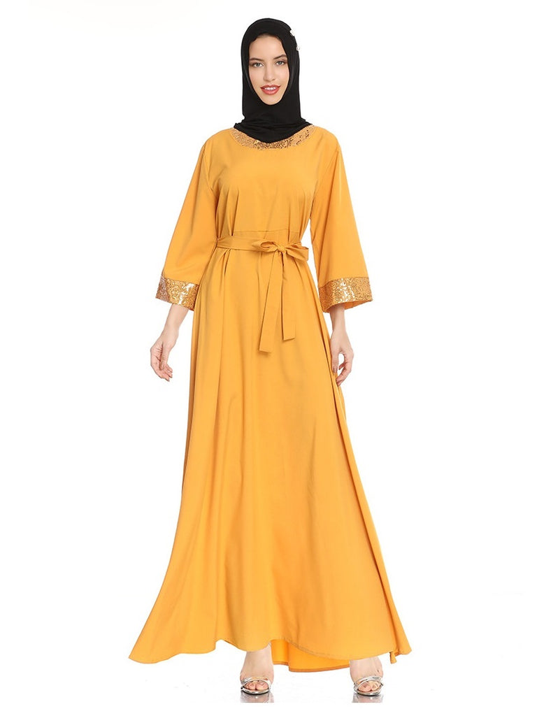 yellow muslimah dress