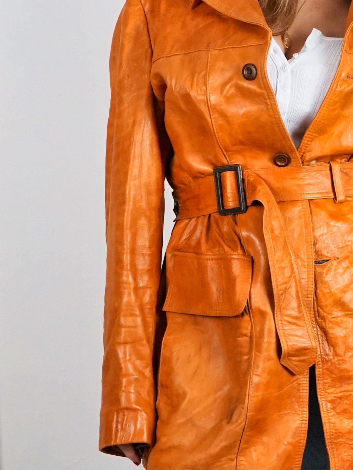 Vintage 70's Caramel Leather Coat – therapi