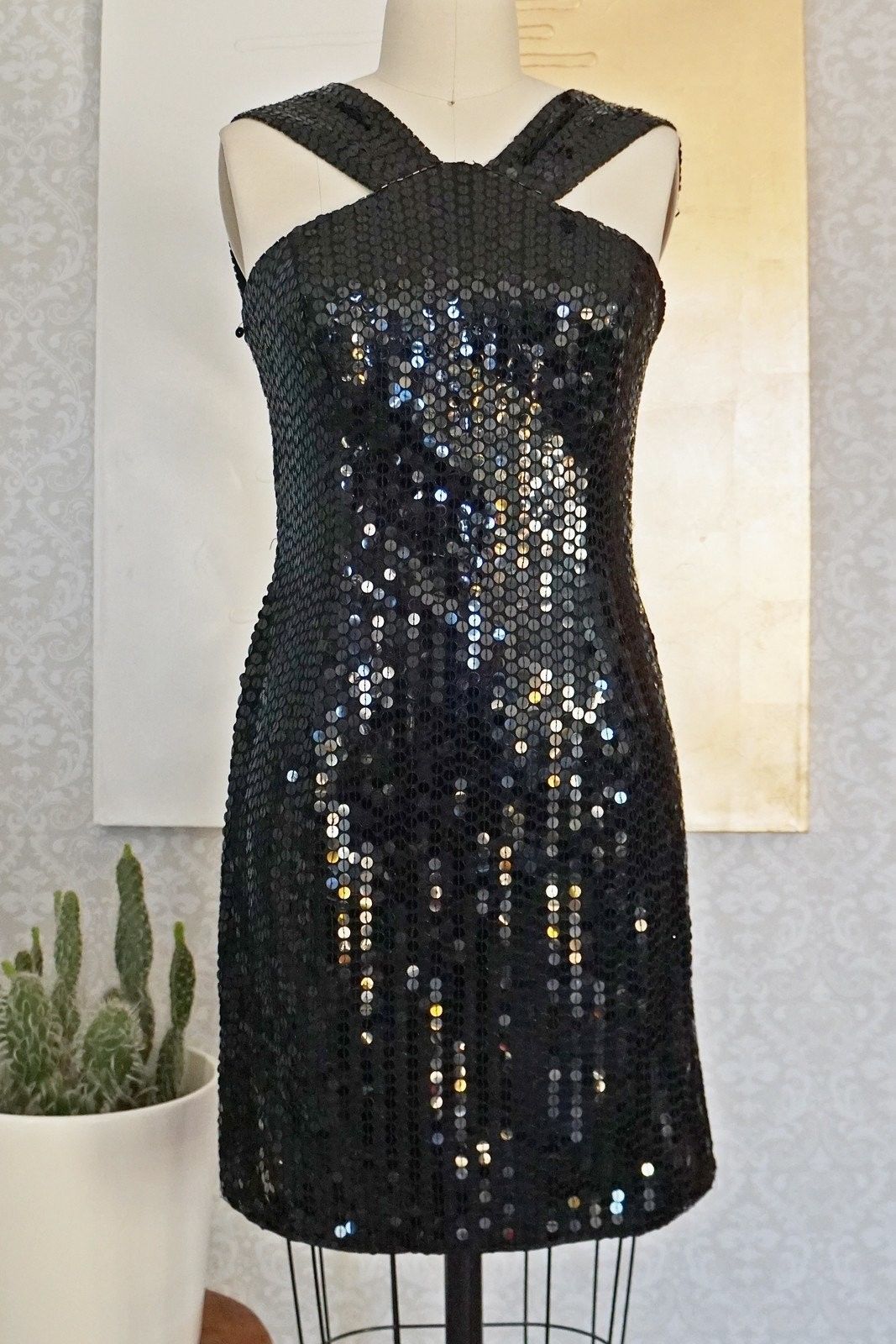 Vintage Dazzle Black Sequin Dress – therapi