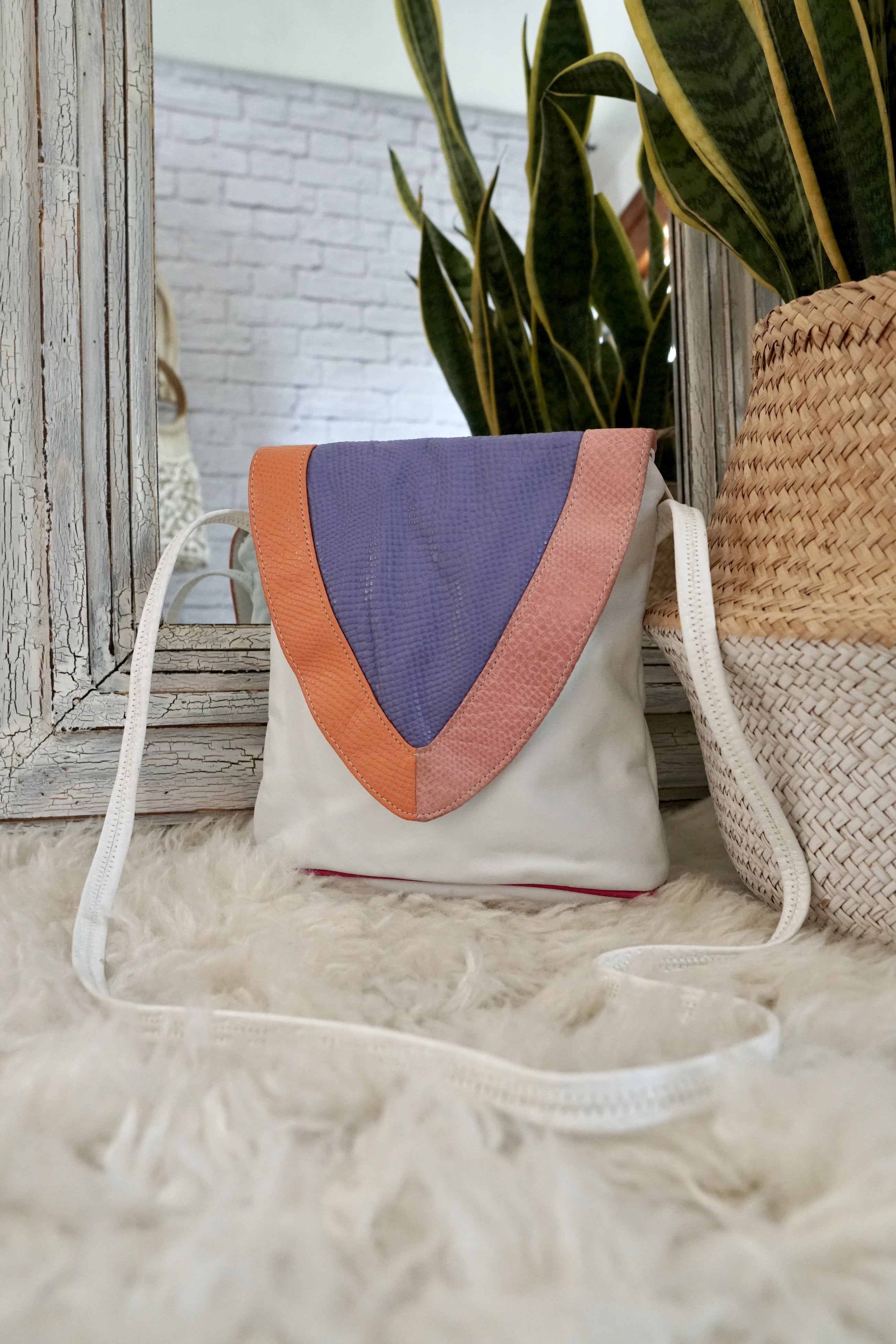 Vintage Pastel Snakeskin Leather Bag – therapi