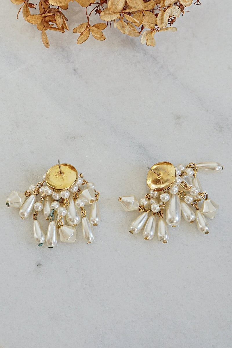 Vintage Pearl Cluster Chandelier Earrings – therapi